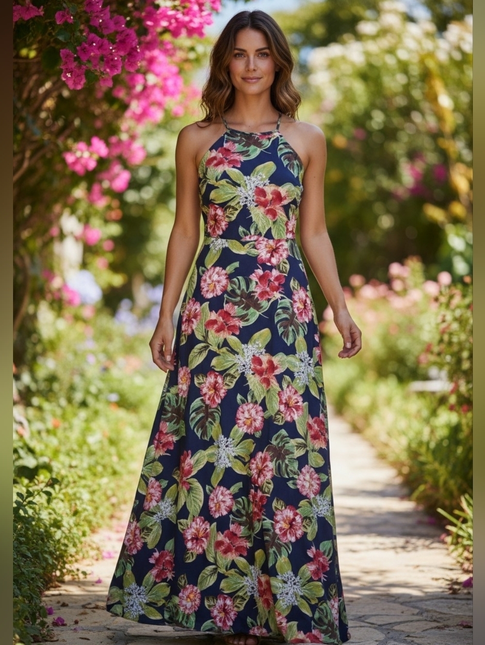 NWT Lulu's Floral Tie Back Maxi Dress S